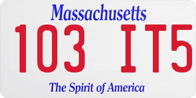 MA license plate 103IT5