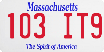 MA license plate 103IT9