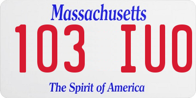 MA license plate 103IU0