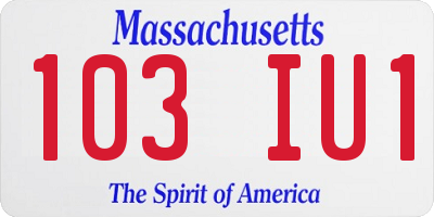 MA license plate 103IU1