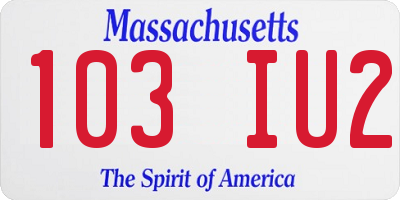 MA license plate 103IU2