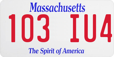 MA license plate 103IU4
