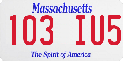 MA license plate 103IU5