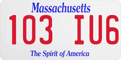 MA license plate 103IU6