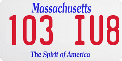 MA license plate 103IU8