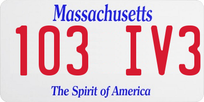 MA license plate 103IV3