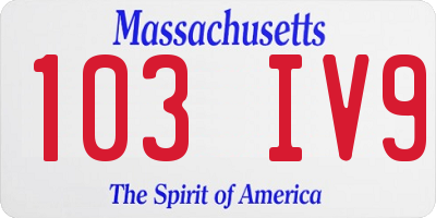 MA license plate 103IV9