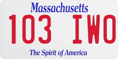 MA license plate 103IW0