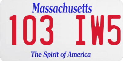 MA license plate 103IW5