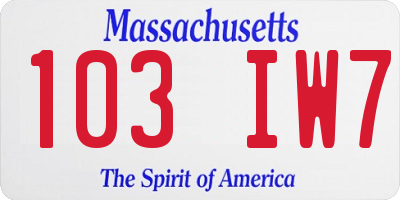 MA license plate 103IW7