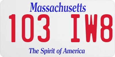MA license plate 103IW8