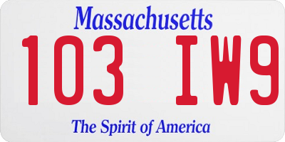 MA license plate 103IW9