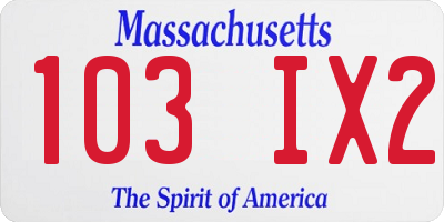 MA license plate 103IX2