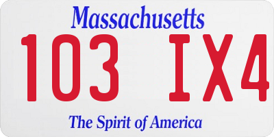 MA license plate 103IX4