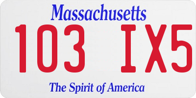 MA license plate 103IX5