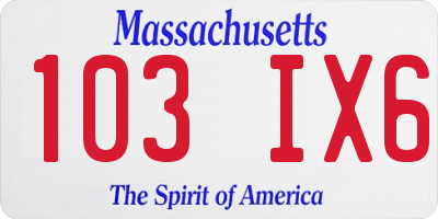 MA license plate 103IX6