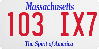 MA license plate 103IX7
