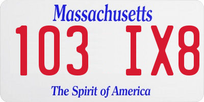 MA license plate 103IX8