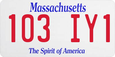 MA license plate 103IY1