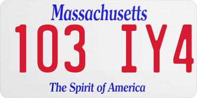MA license plate 103IY4