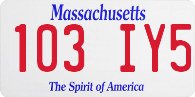 MA license plate 103IY5