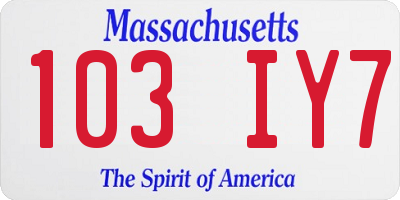 MA license plate 103IY7