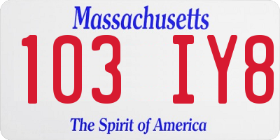 MA license plate 103IY8