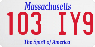 MA license plate 103IY9