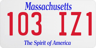 MA license plate 103IZ1