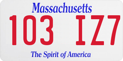 MA license plate 103IZ7