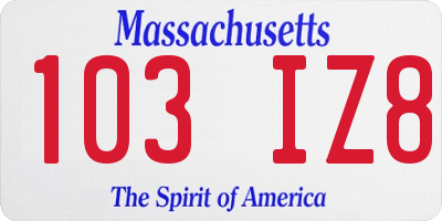 MA license plate 103IZ8