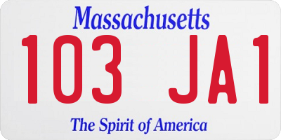 MA license plate 103JA1