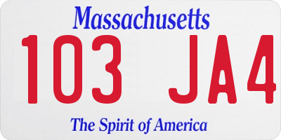 MA license plate 103JA4