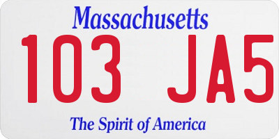 MA license plate 103JA5