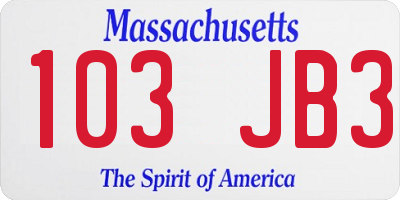 MA license plate 103JB3