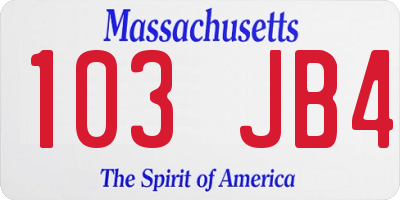 MA license plate 103JB4
