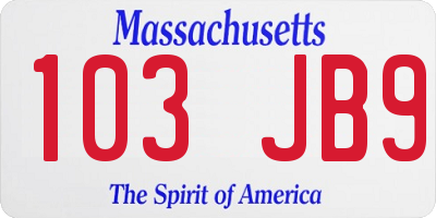 MA license plate 103JB9