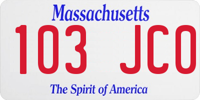 MA license plate 103JC0