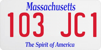 MA license plate 103JC1
