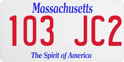 MA license plate 103JC2
