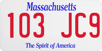 MA license plate 103JC9