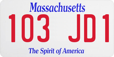 MA license plate 103JD1