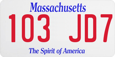 MA license plate 103JD7
