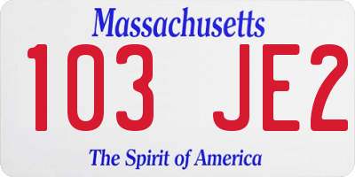 MA license plate 103JE2
