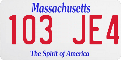 MA license plate 103JE4