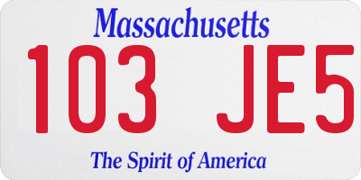 MA license plate 103JE5