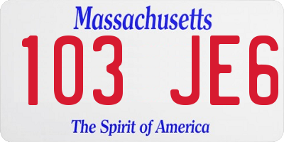 MA license plate 103JE6