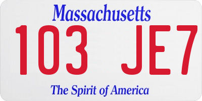 MA license plate 103JE7