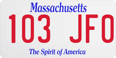 MA license plate 103JF0