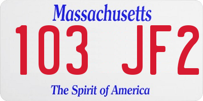 MA license plate 103JF2